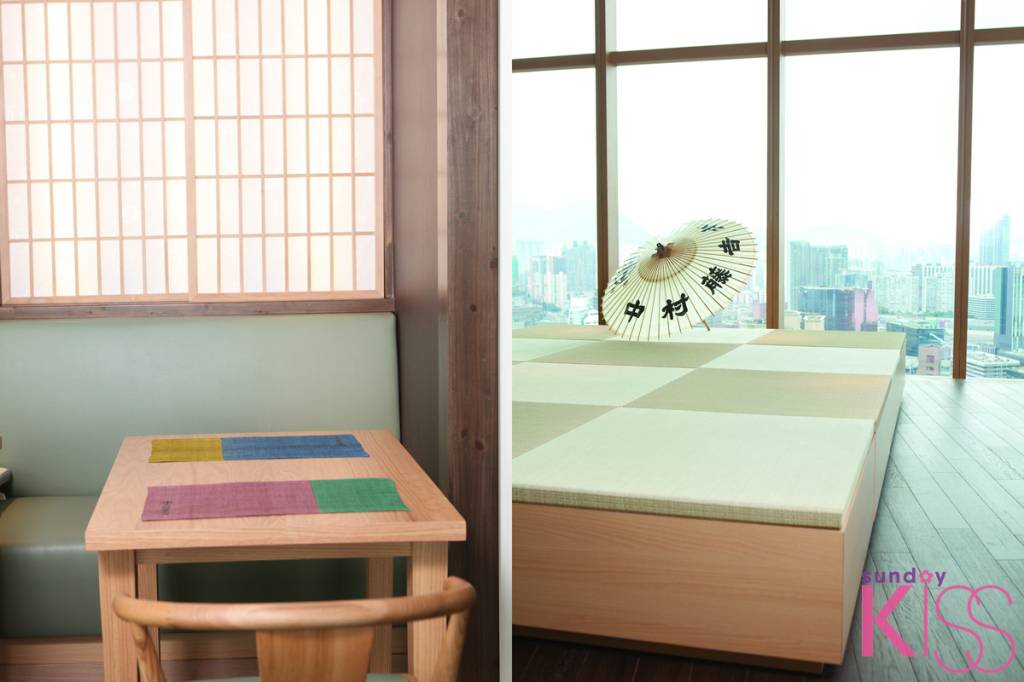 茶室裝修以京都宇治店為本，而檯墊、餐具和制服都跟足日本。靠窗一張大榻榻米，用來作茶道體驗。